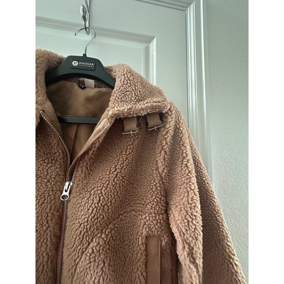 Teddy Fleece Bomber Jacket Soft Textured Outerwear By Divided H&M - Picture 5 of 6